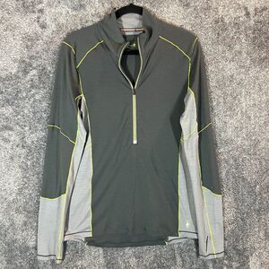 Smartwool Phd Shirt Mens Medium Gray 1/4 Zip Pullover Wool Blend Outdoors Flaws